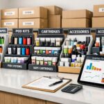 UK vape retailer selecting the best vape products to stock in a vape shop UK