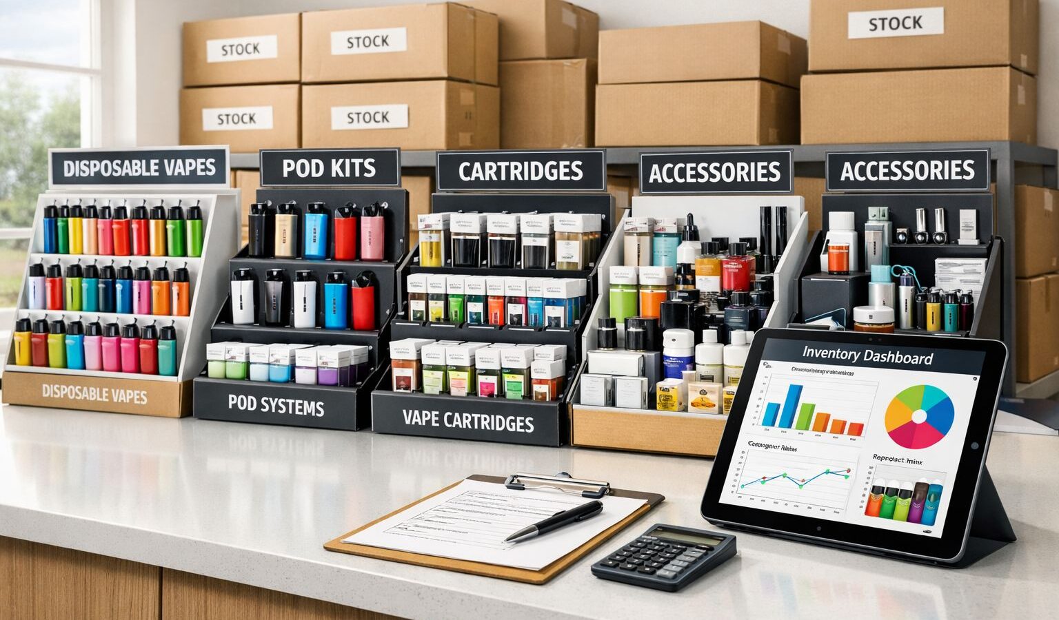 UK vape retailer selecting the best vape products to stock in a vape shop UK