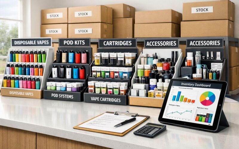UK vape retailer selecting the best vape products to stock in a vape shop UK